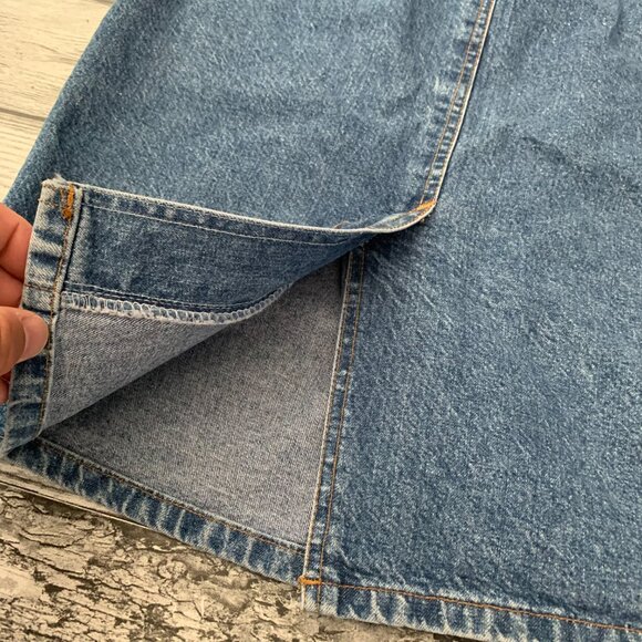 Vintage 80s 90s Hollywood Stonewash Denim Pleated Jean Pencil Skirt - Picture 6 of 12